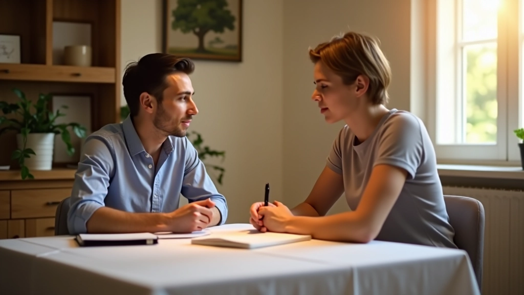 Couple discussing finances together at home